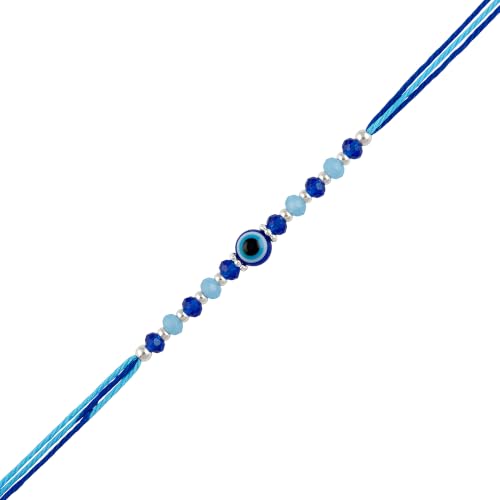 Image of Avyaan Handcrafted Evil Eye Rakhi for Brother | Royal Blue Beads | Elegant Blue Threads | Premium Craftsmanship | Refined Finish | Lightweight Design | Comfortable All-Day Wear | Positive Vibes | 1-pc