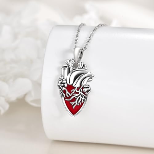 Collier anatomique cœur argent 925 pendentif gothique femme - 5