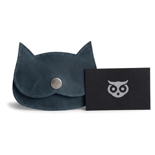 Image of Hide & Drink, Cat Shape Wallet Handmade from Full Grain Leather - Slate Blue