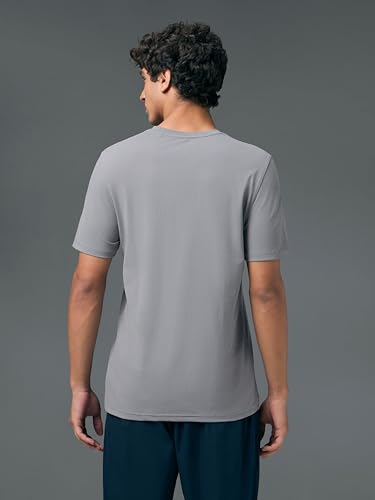 Image of TECHNOSPORT Men's Slim Fit Solid Crew Neck T-Shirt, Cotflex Quick Dry Wrinkle Resistant Polyester Sports Tee for Gym, Running, Training, Sports