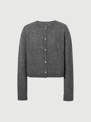 Image of Women's Silk Cashmere Blend Cardigan, Lightweight Soft Knit Round Neck Sweater, Button Front Elegant Layer for Spring & Fall