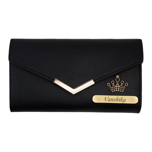 Image of WALLETKART Personalized Leather Women's Clutch with Name & Charm | Customized Clutch for Girlfriend Friend Wife Mother & Sister