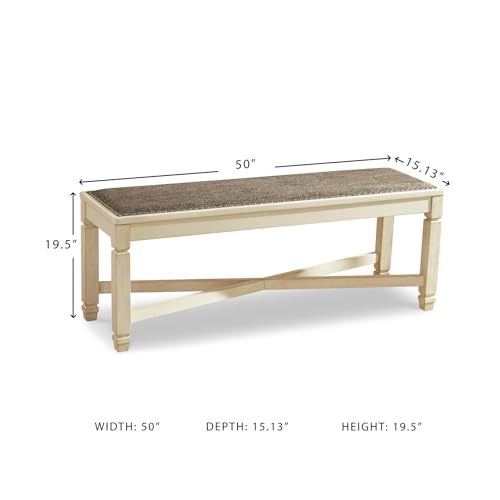 Signature Design by Ashley Bolanburg Upholstered Dining Bench, 50", White - image 7