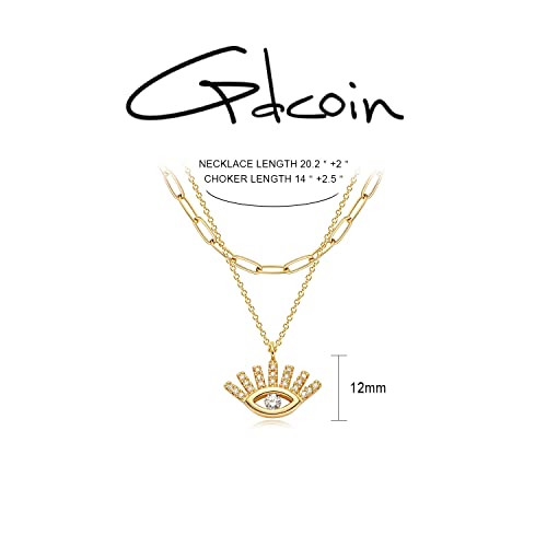 Gold Evil Eye Necklace for Women 18k Gold Plated Turquoise Cubic Zirconia Evil Eye Minimalist Simple Necklace Dainty Gold Choker Necklace Jewelry Gift for Women4