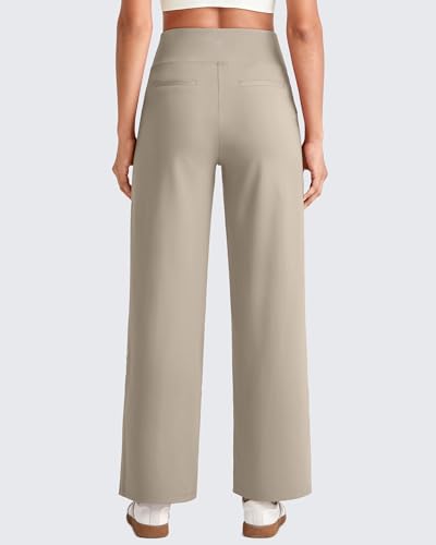 Image of G4Free EverGoing Wide Leg Ankle Pants for Petite Women with Pockets Stretch | Moisture Wicking, 4-Way Stretch, 7 /8 Ankle Length, Faux Fly Detail, Faux Back Pockets, Yoga To Casual Wear