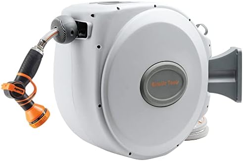 Giraffe Retractable Garden Hose Reel with 5/8" x 60ft+5ft Water Hose 180° Swivel Bracket, Any Length Lock