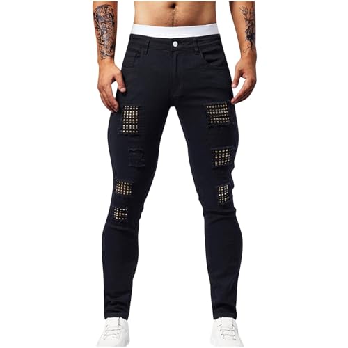 Men's Denim Pants Stylish Ripped Jeans Sequins 80s 90s Disco Party Pants Utility Work Carpenter Jeans Vintage Clothes