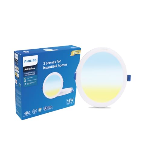 Image of PHILIPS 15W 3in1 Round AstraGlow Pro LED Ceiling Light | Slim Surface Panel for Home & Office | Energy Efficient Bright LED Fixture | Pack of 1