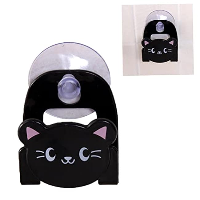 Sink Caddy Suction Cup Holder, Cartoon Sponge Holder Kitchen Sink Caddy Suction Cup Mutifunctional Drain Wall Rack for Sponges Soap Scrubbers Cleaning Brush Black Cat