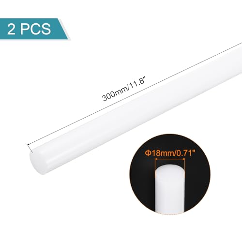 Image of MECCANIXITY ABS Plastic Rod Round Solid Bar 18mm x 300mm White for DIY Model Material, Architectural Model Making, DIY Sand Table, Pack of 2 Pcs