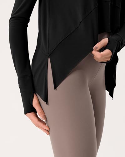 Image of ODODOS Soft Modal Long Sleeve Crop Top for Women with Thumb Hole Athletic Gym Workout Cropped Yoga Shirts