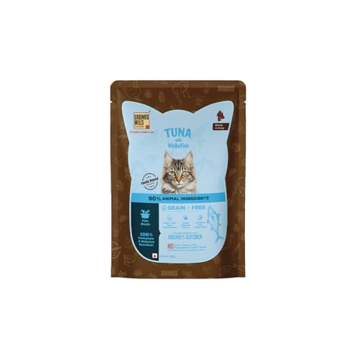 Image of Brunos Cat Wet Food - Tuna with Whitefish - 85g (Pack of 12)| for Cats & Kittens (All Life Stages) |90% Animal Ingredients|Grain-Free|Supports Hydration, Skin & Coat Health, Strong Muscles