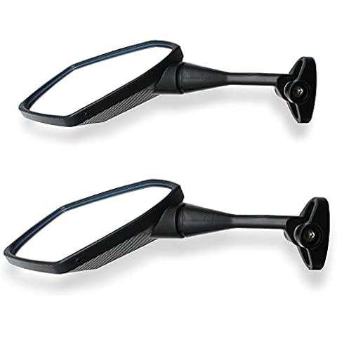Greyoe Motorcycle Mirrors, Motorbike Mirrors, 2 ABS Motorcycle Rearview Mirrors 360-Degree Rotatable Diamond Pentagonal Rearview Mirror with Screws Cover