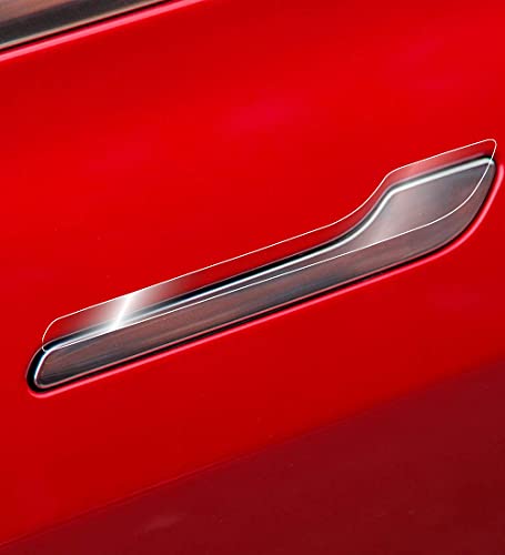 Image of IPG Compatible for Model 3 / Model Y /Juniper Door Handle Decal Sticker Wrap Kit (Set of 4) with Tesla Logo Personalize Your Tesla (Clear)