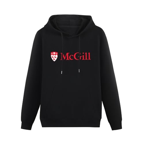 MAIZHECLUB Men's Mcgill University Logo Long Sleeve Hoody with Pocket Sweatershirt, Hoodie Black L
