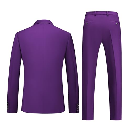 Men's 2 Piece Slim Fit Suit Set, Two Button Tuxedo for Wedding and Prom, Includes Blazer Jacket, Pants & Tie 6