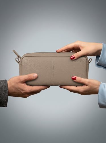 Image of Calfnero Genuine Leather Toiletry Bag for Men & Women | Premium Leather Travel-Pouch | Toiletry Organizer | Cosmetic & Shaving Kit Bag | Unisex Travel Dopp Kit (Beige)
