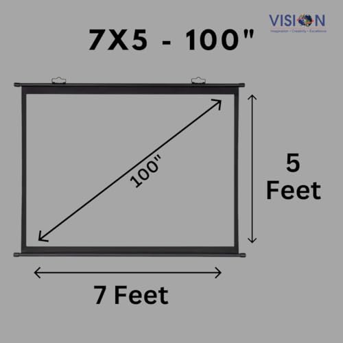 Image of Vision 100 Inch (7x5 Ft) Tripod Projector Screen | 4K, Full HD, 3D & 1080p Compatible | Mid-Sized Portable Projection Screen with Adjustable Height for Home, Office & Outdoor Use