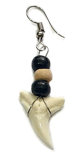 Genuine Shark Tooth Earrings For Women Men Boys Girls Surfer Dangle Drop Wooden Beads Handmade Jewelry Ga056-Aa #TOP2