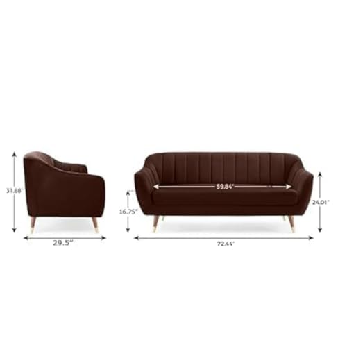 Image of 3 Seater Sofa Set with Two Cushions Perfect for Home Office Guests Living Room (Brown, 3 Seater)