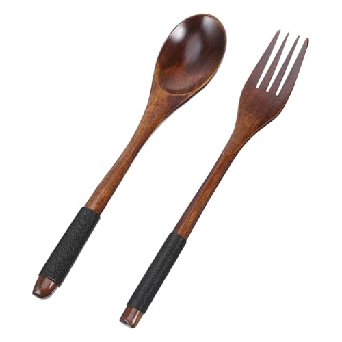 QUMIIRITY ?線木柄和風フォークスプーン 軽量携帯可能 実用的な家用食器 日常使いキャンプピクニック対応