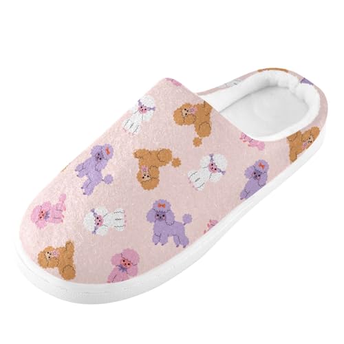 Women's Men 's Cute Poodle Dogs Slippers Fuzzy House Slippers Cozy Memory Foam Shoes2