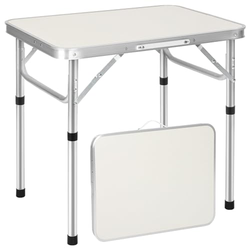 Youyijia 2FT Camping Table Folding Picnic Table Adjustable Height Multipurpose Party Dining small camping Table Lightweight with Carry Handle for Catering Buffet and Garden