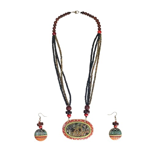 Image of AAKRITI ART CREATIONS Handcrafted Women's Jewelry Set - Elegant Ethnic Necklace and Earrings, Statement Fashion Accessories for Parties & Festivals