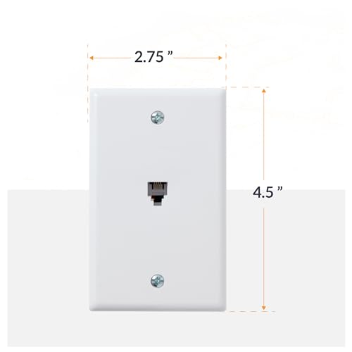 Newhouse Hardware 1-Port Telephone Jack Wall Plate, 6P4C, for RJ11 telephone cables, Single Gang, 5-Pack, White (PHP-WH-05)