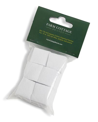 Farm Cottage Brands Pack of 150 7/8 inch square Cleaning Patches for .17 to .22 / .223 rifles. Clean your rifle and use with a jag/pull through & for cleaning & oiling barrels