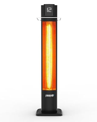 Pasapair 42" Outdoor Patio Heater - 1500W Infrared Tower Heater with Remote - Electric Space Heater with 12 Heat Levels and 9H Timer - IP55 ETL Certified for Garage, Indoor, Porch