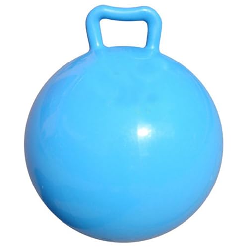 Kids Exercise Bouncing Ball with Easy Grip Handle, 440mm Ball for Indoor Outdoor Use, School PE Activity Toy That Develops Motor Skills (Blue)