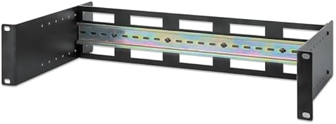 Intellinet Adjustable 19in Rackmount 2U DIN Rail Kit – 8 Level Depth Adjust with Top Hat, 27lbs Weight Capacity, Heavy Duty – 3 Yr Mfg Warranty - 716345