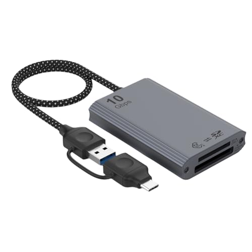 Quystetes Lector de Tarjetas de Memoria CFexpress Tipo B y SD de Doble Ranura, Adaptador USB 3.2 Gen 2 Tipo B de 10 Gbps CFexpress Lector de Tarjetas de Memoria A