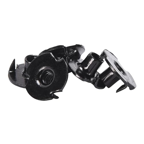 Image of Bolt Dropper T Nuts - Stainless Steel T Nuts - Prong Nuts Made of Carbon Steel and Black zinc Finish- Woodworking Needs for Indoor and Outdoor Projects - #10-24 Thread, 9 /32 inch Barrel Length, 3 Prongs