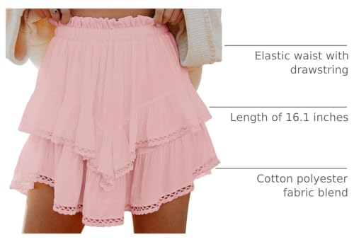 Image of Aoudery Flowy Shorts for Women Casual Boho Ruffle Tiered Skorts High Waist Mini Skirts Golf Tennis Crochet Shorts