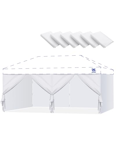 FANPAT 10x20ft Sidewalls with Door for Canopy, White (6Pcs...