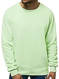 OZONEE Herren Sweatshirt Pullover Langarm Farbvarianten Langarmshirt Pulli ohne Kapuze Baumwolle Baumwollmischung Classic Basic Rundhals-Ausschnitt Sport OZONEE 01B XL PFEFFERMINZ