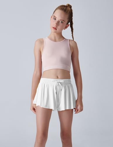 Image of 1 or 3 Pack Girls Flowy Shorts with Spandex Liner & Pocket, 2-in-1 Athletic Butterfly Shorts for Running Dance
