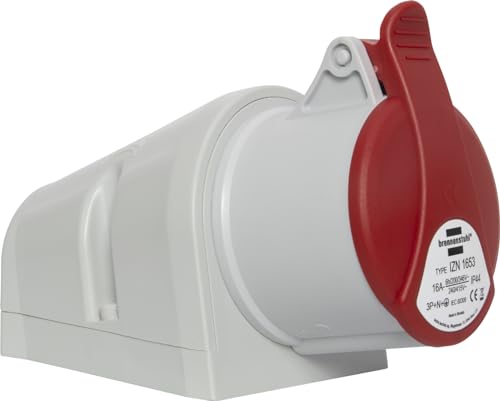 Brennenstuhl Industrielle CEE-Wandsteckdose 5-polig Industriestecker 400 V/16 A mit Deckel für den Außenbereich ideal für den Außenbereich Baustelle Industrie IP44 16 A