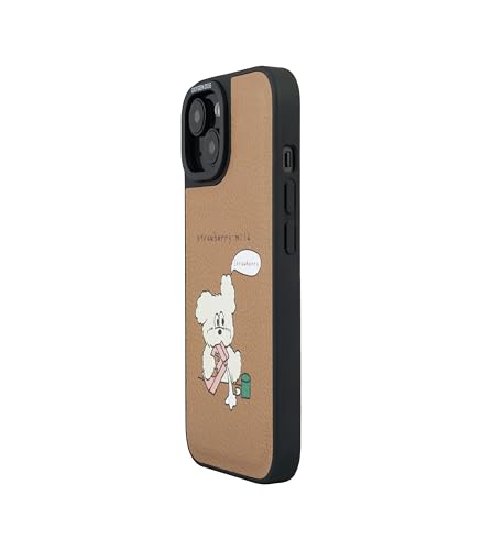 Image of Strawberry Milk Leather Case Cover for iPhone 15 | Soft Vegan Leather | Cute Pastel Design | Slim & Durable