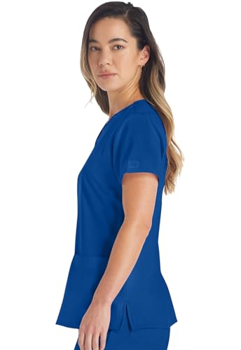 Dickies EDS Essentials Scrubs, V-Neck Womens Tops with Four-Way Stretch and Moisture Wicking DK615, XL, Galaxy Blue - image 4