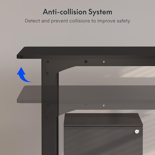 FLEXISPOT 4 Legs Standing Desk 55 x 28 Inch Electric Adjustable Height with Splice Board Home Office Sit Stand Up Desk, Black Top + Black Frame