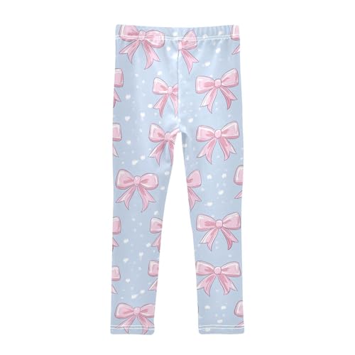 Wusikd Cute Pink Bows Girls' Leggings Toddler Doodles Ribbons Kids Yoga Pants Dance Active Tights 4T2