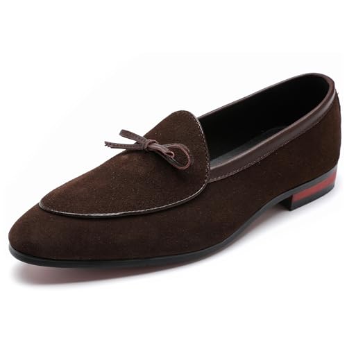 Men's Suede Bow Penny Loafers Casual Driving Slip On Tuxedo Dress Shoes Fashion Wedding Party Prom Shoes