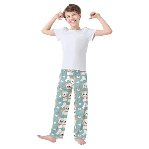 Pajama Bottoms, Cute Pet Puppy Pattern Pajamas Pant Lounge Wear Sleep Long Pants Casual Sleepwear Pjs2