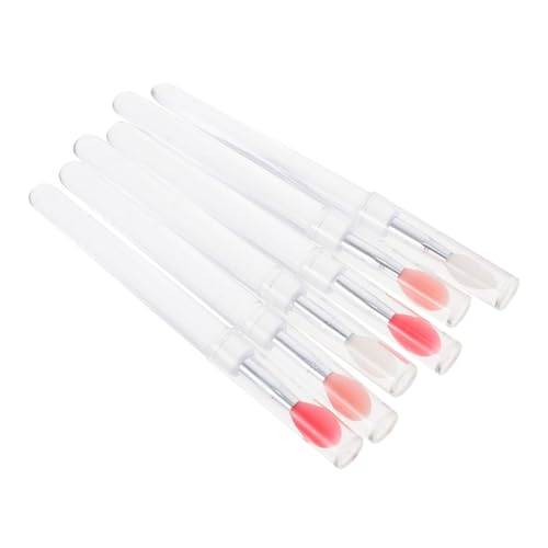 FRCOLOR 6pcs Silicone Lip Makeup Brush Set Lipstick Brush Applicator Eye Shadow Applicator Portable Lip Mask Soft Heads with Cover for Cosmetics
