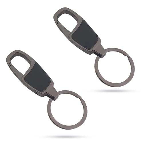 Kraptick Keychain – Unisex Stainless Steel Key Holder for Bike, Car, Scooter & Home Compact Durable Rust-Resistant Keyring for Travel, Office & Daily Use (Grey) (Pack of 2)