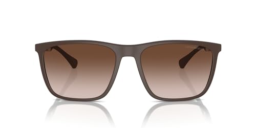 Emporio Armani Men's EA4150 Rectangular Sunglasses, Brown, 59 mm