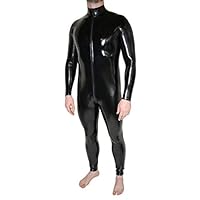 Rubberfashion PVC Lack Catsuit - Ganzkörperanzug - Overall Jumpsuit Herren Langarm - Lack Catsuit ouvert Lack Schwarz M
